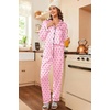 image:imageEkouaer Womens Satin Silky Pajama Set Classic Pattern Button Down Pjs SetPink Dots 03