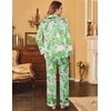 image:imageEkouaer Womens Satin Silky Pajama Set Classic Pattern Button Down Pjs SetPink Palm Leaves 03