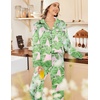 image:imageEkouaer Womens Satin Silky Pajama Set Classic Pattern Button Down Pjs SetPink Palm Leaves 03