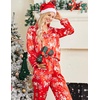 image:imageEkouaer Womens Satin Silky Pajama Set Classic Pattern Button Down Pjs SetRed Snow Christmas 03