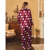 image:imageEkouaer Womens Satin Silky Pajama Set Classic Pattern Button Down Pjs SetRed Teddy 03
