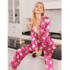 image:imageEkouaer Womens Satin Silky Pajama Set Classic Pattern Button Down Pjs SetRose Teddy Moon