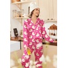 image:imageEkouaer Womens Satin Silky Pajama Set Classic Pattern Button Down Pjs SetRose Teddy Moon