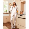 image:imageEkouaer Womens Satin Silky Pajama Set Classic Pattern Button Down Pjs SetSleeping Teddy 03