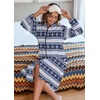 image:imageEkouaer Womens Zipper Front Robes Full Length Warm Nightgowns with PocketsBlue Snowflake