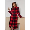 image:imageEkouaer Womens Zipper Front Robes Full Length Warm Nightgowns with PocketsFleece Red Black Plaid