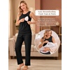 image:imageWomen 3PCS Maternity Robe Sets Nursing Pajamas Postpartum Breastfeeding PjsBlack