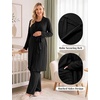 image:imageWomen 3PCS Maternity Robe Sets Nursing Pajamas Postpartum Breastfeeding PjsBlack