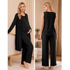 image:imageWomen 3PCS Maternity Robe Sets Nursing Pajamas Postpartum Breastfeeding PjsBlack