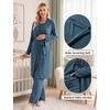 image:imageWomen 3PCS Maternity Robe Sets Nursing Pajamas Postpartum Breastfeeding PjsDark Blue