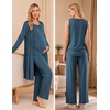 image:imageWomen 3PCS Maternity Robe Sets Nursing Pajamas Postpartum Breastfeeding PjsDark Blue