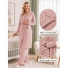 image:imageWomen 3PCS Maternity Robe Sets Nursing Pajamas Postpartum Breastfeeding PjsDirty Pink