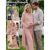 image:imageWomen 3PCS Maternity Robe Sets Nursing Pajamas Postpartum Breastfeeding PjsDirty Pink