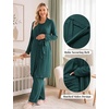 image:imageWomen 3PCS Maternity Robe Sets Nursing Pajamas Postpartum Breastfeeding PjsLake Green