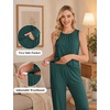 image:imageWomen 3PCS Maternity Robe Sets Nursing Pajamas Postpartum Breastfeeding PjsLake Green