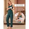 image:imageWomen 3PCS Maternity Robe Sets Nursing Pajamas Postpartum Breastfeeding PjsLake Green