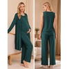 image:imageWomen 3PCS Maternity Robe Sets Nursing Pajamas Postpartum Breastfeeding PjsLake Green