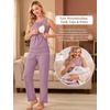 image:imageWomen 3PCS Maternity Robe Sets Nursing Pajamas Postpartum Breastfeeding PjsLight Purple