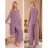 image:imageWomen 3PCS Maternity Robe Sets Nursing Pajamas Postpartum Breastfeeding PjsLight Purple