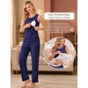image:imageWomen 3PCS Maternity Robe Sets Nursing Pajamas Postpartum Breastfeeding PjsNavy Blue