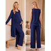image:imageWomen 3PCS Maternity Robe Sets Nursing Pajamas Postpartum Breastfeeding PjsNavy Blue