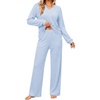 image:imageEkouaer Lounge Sets for Women Long Sleeve 2 Piece Pajamas Set with PocketsBlue