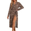 image:imageEkouaer Robes for Women Long Knit Bathrobe Soft Lightweight Kimono RobesLeopard