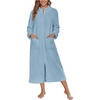 image:imageEkouaer Women Zip Up Robe Fleece Long Sleeves Soft Housecoat with PocketsBaby Blue