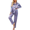 image:imageEkouaer Womens Satin Silky Pajama Set Classic Pattern Button Down Pjs SetOil Painting 03