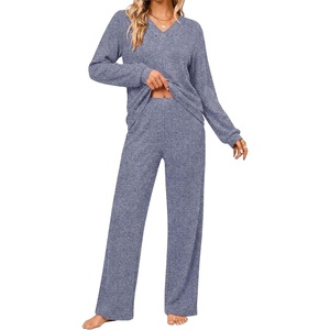 image:imageEkouaer Lounge Sets for Women Long Sleeve 2 Piece Pajamas Set with PocketsNavy Blue