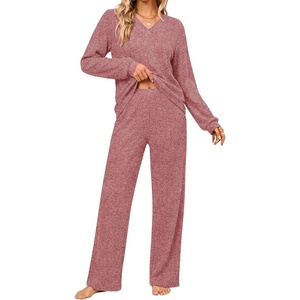 image:imageEkouaer Lounge Sets for Women Long Sleeve 2 Piece Pajamas Set with PocketsWine Red