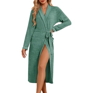 image:imageEkouaer Robes for Women Long Knit Bathrobe Soft Lightweight Kimono RobesGreen