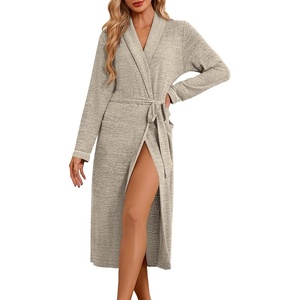 image:imageEkouaer Robes for Women Long Knit Bathrobe Soft Lightweight Kimono RobesKhaki
