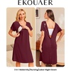 image:image2 Pack Labor and Delivery Gown 3 in 1 Maternity Nursing Hospital Nightgown2 Pcs  Black  Dark Red