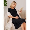 image:image2 Pack Labor and Delivery Gown 3 in 1 Maternity Nursing Hospital Nightgown2 Pcs  Black  Dirty Pink