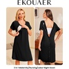 image:image2 Pack Labor and Delivery Gown 3 in 1 Maternity Nursing Hospital Nightgown2 Pcs  Black  Light Blue