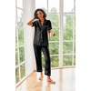 image:imageEkouaer 2 Piece Satin Short Sleeve Pajamas Set Button Down SleepwearBlack