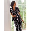 image:imageEkouaer 2 Piece Satin Short Sleeve Pajamas Set Button Down SleepwearBlack Cocktail