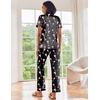 image:imageEkouaer 2 Piece Satin Short Sleeve Pajamas Set Button Down SleepwearBlack Cocktail