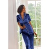 image:imageEkouaer 2 Piece Satin Short Sleeve Pajamas Set Button Down SleepwearBlue