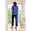 image:imageEkouaer 2 Piece Satin Short Sleeve Pajamas Set Button Down SleepwearBlue