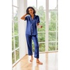 image:imageEkouaer 2 Piece Satin Short Sleeve Pajamas Set Button Down SleepwearBlue