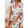 image:imageEkouaer 2 Piece Satin Short Sleeve Pajamas Set Button Down SleepwearBlue Cat