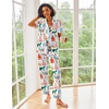 image:imageEkouaer 2 Piece Satin Short Sleeve Pajamas Set Button Down SleepwearBlue Cat