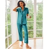 image:imageEkouaer 2 Piece Satin Short Sleeve Pajamas Set Button Down SleepwearBlue Green