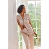 image:imageEkouaer 2 Piece Satin Short Sleeve Pajamas Set Button Down SleepwearChampagne