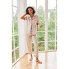image:imageEkouaer 2 Piece Satin Short Sleeve Pajamas Set Button Down SleepwearChampagne