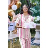 image:imageEkouaer 2 Piece Satin Short Sleeve Pajamas Set Button Down SleepwearColorful Striped Stars