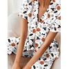 image:imageEkouaer 2 Piece Satin Short Sleeve Pajamas Set Button Down SleepwearHalloween Ghost