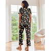 image:imageEkouaer 2 Piece Satin Short Sleeve Pajamas Set Button Down SleepwearHalloween Pumpkin